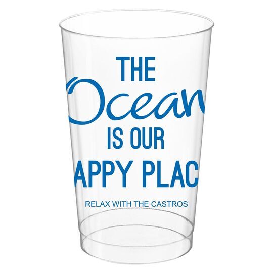 The Ocean is Our Happy Place Clear Plastic Cups